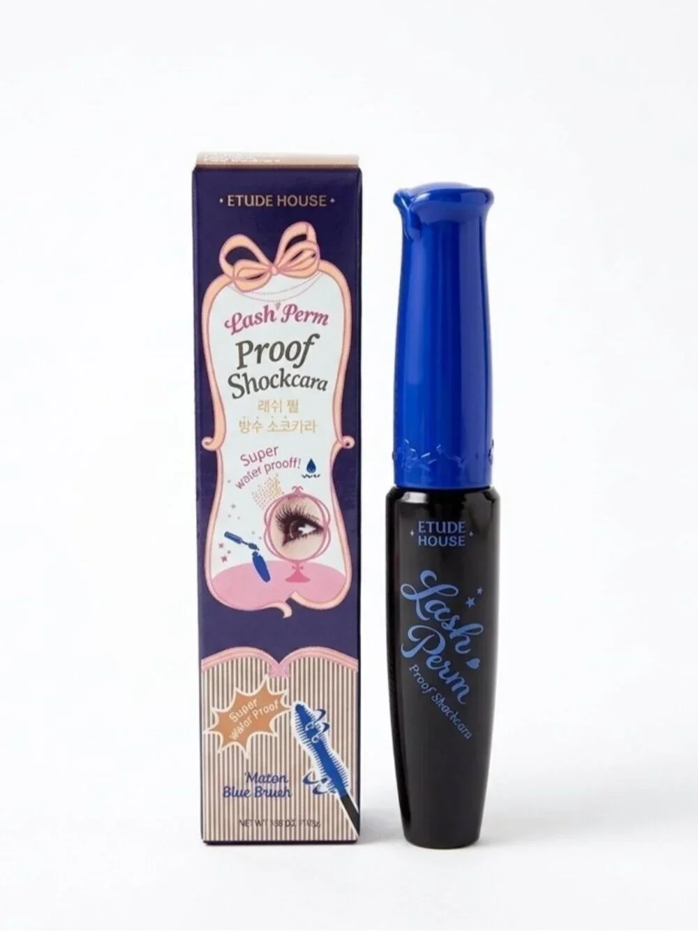 Etude House Lash Perm Proof Shockcara Mascara Black Waterproof Curling NIB 0874